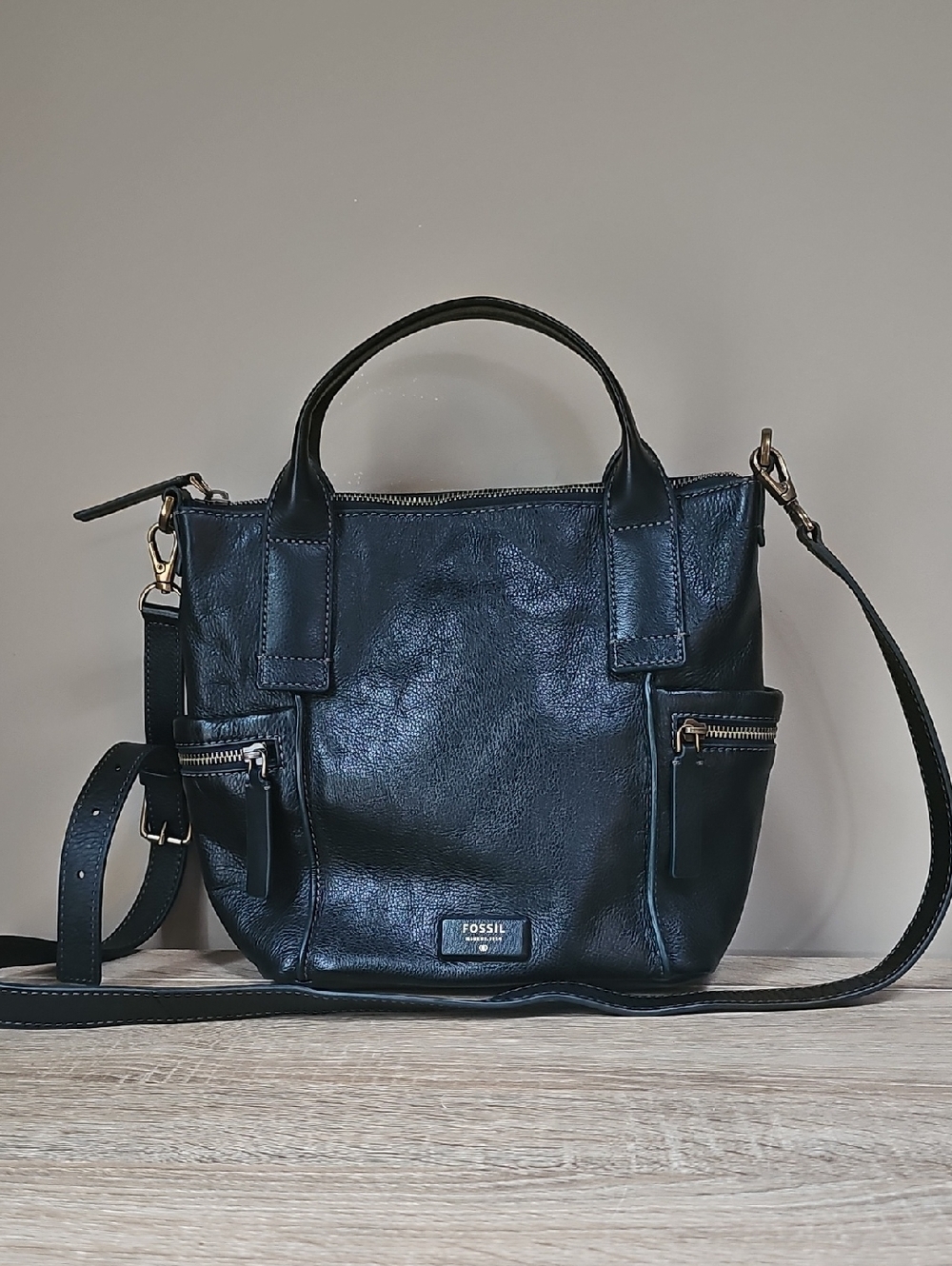 Fossil Emerson Black Leather Satchel with Detachable Strap - Picture 1 of 5
